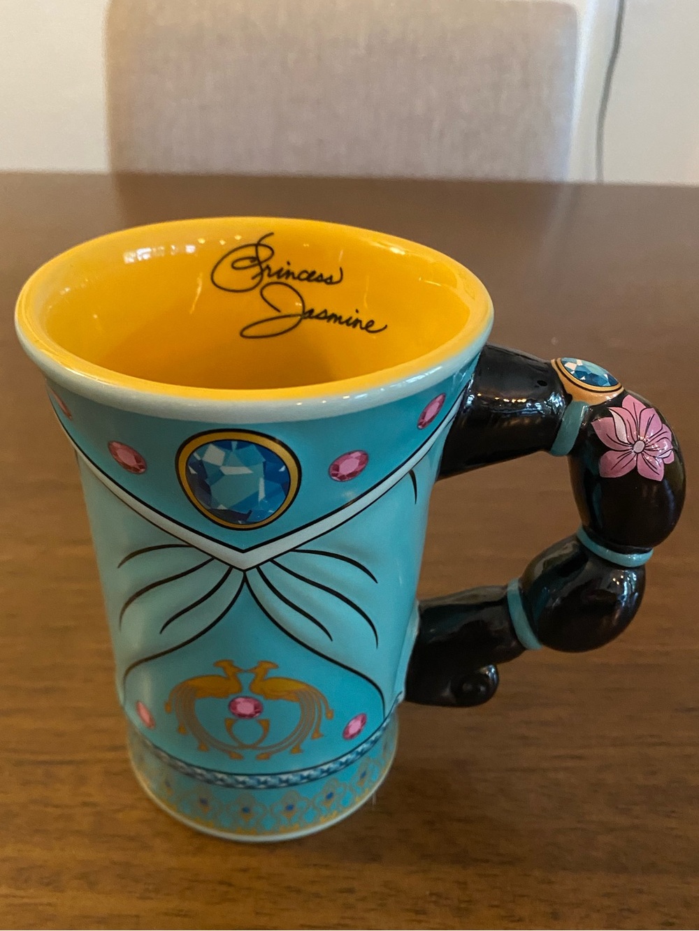 Disney Princess Jasmine Inspired Turquoise & Pink Ceramic Mug